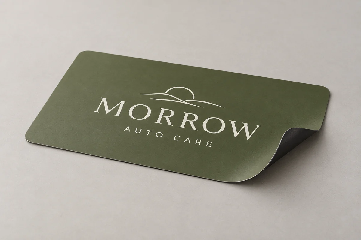 Morrow car magnets photographed on a soft neutral studio background